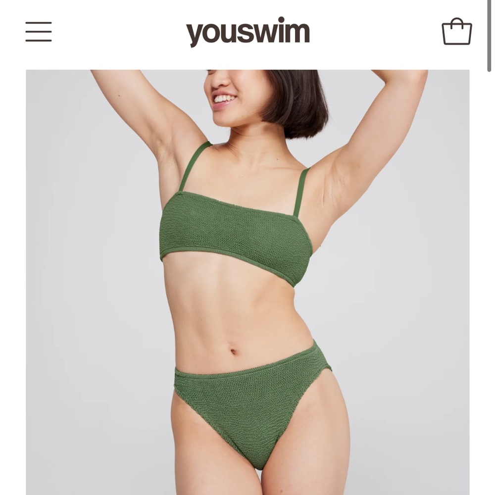 Youswim Poise Cheeky Two-Piece crinkle bikini juniper textured